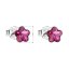 Stříbrné náušnice pecka s krystaly Swarovski tmavě růžová kytička 31080.3 Fuchsia