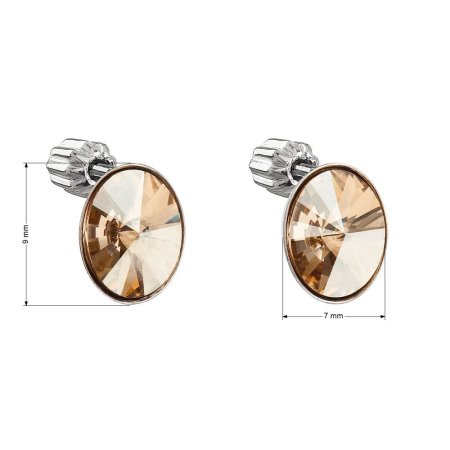 Strieborné náušnice pecka s kryštálmi Swarovski zlatý ovál 31274.5 Golden Shadow