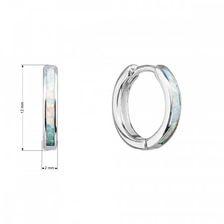 Strieborné náušnice krúžky so syntetickým opál bielej 11403.1 White s. Opal