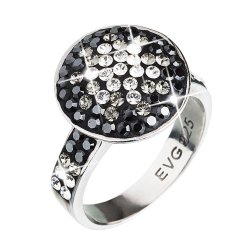 Prsteň čiernobiely so Swarovski Elements 35015.3 Jet