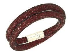 Náramek Stardust s červenými křišťály černý dvojitý
