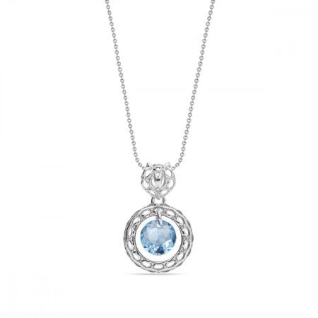 Náhrdelník modrý se Swarovski Elements Circle Ajour NA64308AQ Aqua