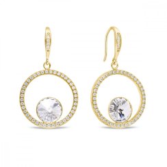 Strieborné pozlátené náušnice číre so Swarovski Elements Orbita KWCDG1122SS39C Krystal