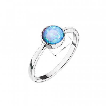 Stříbrný prsten se syntetickým opálem světle modrý kulatý 15001.3