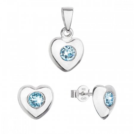 Sada šperků s krystaly Swarovski náušnice a přívěsek modré srdce 39176.3 Aqua