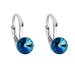 Stříbrné náušnice visací s krystaly Swarovski modré kulaté 31230.5 Bermuda Blue