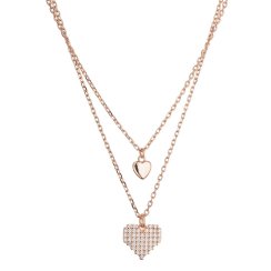 Pozlátený dvojradový náhrdelník srdiečka 12153.1 rose gold