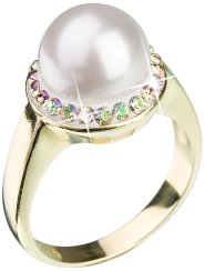 Prsteň zlatý so Swarovski Elements perla 35021.6 Luminous Green