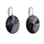 Strieborné náušnice visiace s kryštálmi Swarovski čierny ovál 31275.3 Graphite