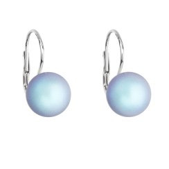 Stříbrné náušnice visací se světle modrou matnou Swarovski perlou 31143.3 Light Blue