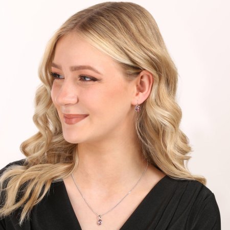 Sada šperkov s kryštálmi Swarovski náušnice, retiazka a prívesok ružové okrúhle 39140.3 Light Rose