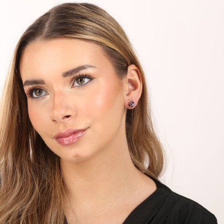 Strieborné náušnice pecka s kryštálmi Swarovski mix farieb okrúhle 31336.3 Magic Violet