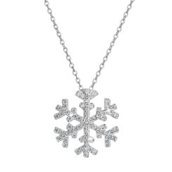 Strieborný náhrdelník so zirkónmi snehová vločka 12047.1