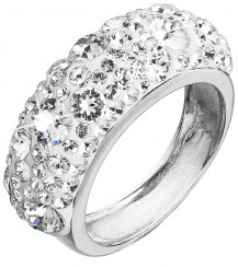 Stříbrný prsten s krystaly Swarovski bílý 35031.1 Krystal