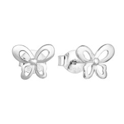Stříbrné náušnice pecka se zirkonem bílý motýl 11060.1