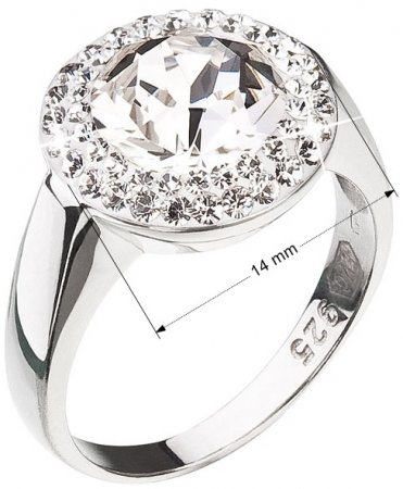 Strieborný prsteň s kryštálmi Swarovski okrúhly biely 35026.1 Krystal