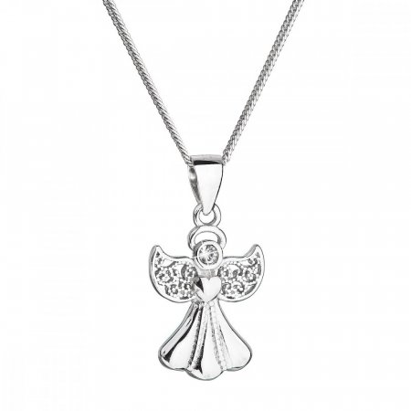 Stříbrný náhrdelník anděl se Swarovski krystaly bílý 32077.1 Krystal