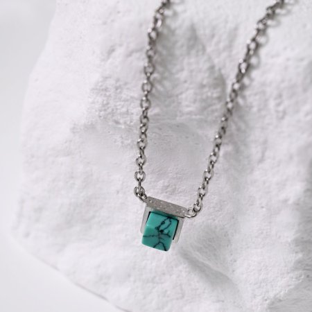 Náhrdelník s tyrkysem 42039.3 ocel
