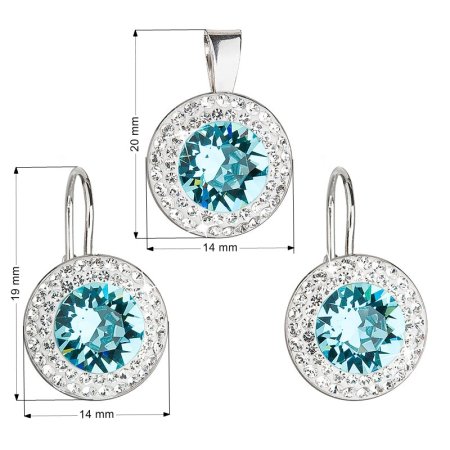 Sada šperků s krystaly Swarovski náušnice a přívěsek modré kulaté 39107.3 Light Turquoise