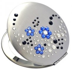 Kosmetické kapesní zrcátko se Swarovski Elements Flowers I modré EL-06