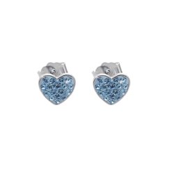 Náušnice modré so Swarovski Elements Srdce Aqua