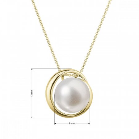 Zlatý 14 karátový náhrdelník žluté zlato s bílou říční perlou 92P00035