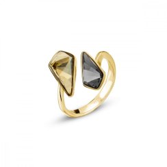 Prsteň zlatý-sivý sa Swarovski Elements Kite Gold PG4731GSSN Golden Shadow-Silver Night