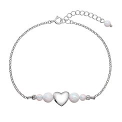 Stříbrný náramek opálový s perleťovým srdíčkem 13086.1