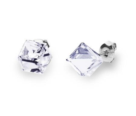 Náušnice kocka so Swarovski Elements Medium Cube Studs K48416C Krystal