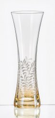 Skleněná váza béžová s lístky 19,5 cm