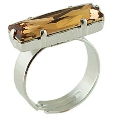 Prsteň so Swarovski Elements obdĺžnik Svetlohnedý