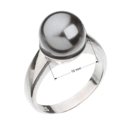 Prsten šedá perla se Swarovski Elements 35022.3 Grey 10 mm