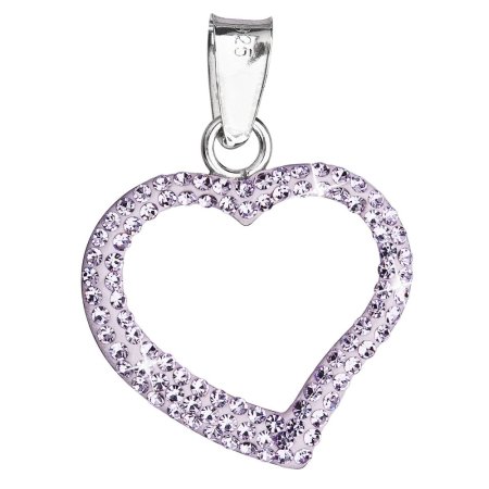 Strieborný prívesok s kryštálmi Swarovski fialové srdce 34093.3 Violet