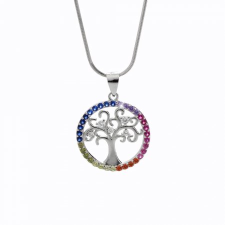 Stříbrný náhrdelník ve tvaru stromu života Multi