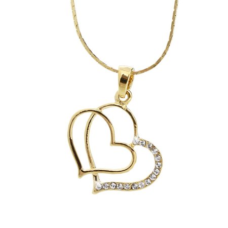 Náhrdelník v zlatej farbe so Swarovski Elements srdca Kryštál AU