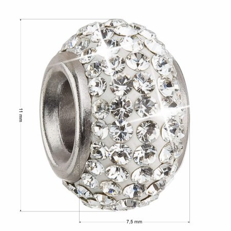 Stříbrný přívěsek s krystaly Preciosa bílý kulatý 34083.1 Krystal