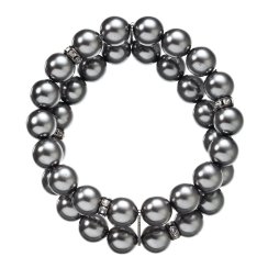 Perlový náramok dvojradový tmavo šedý 33065.3 grey