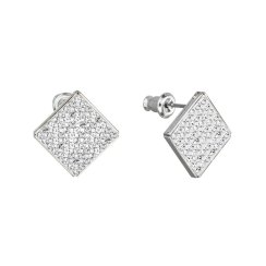 Náušnice bižutérie s krištáľmi Preciosa kosoštvorec biela 51077.1 Kryštál