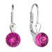 Stříbrné náušnice visací s krystaly růžové kulaté 31112.3 Fuchsia