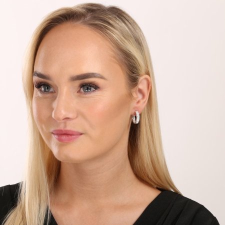 Strieborné náušnice kruhy s kryštálmi Swarovski biely kruh 31120.1 Krystal