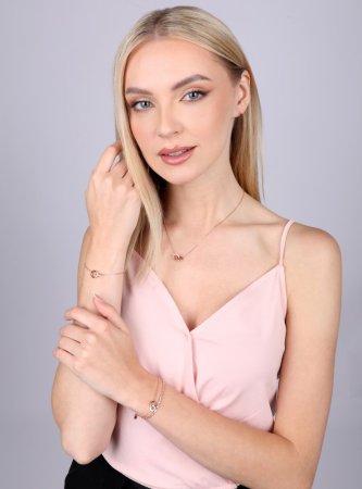 Pozlacený stříbrný ROSE náramek kroužky se zirkony 13032.1 crystal