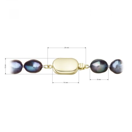 Perlový náhrdelník z říčních perel se zapínáním ze 14 karátového zlata 922027.3/9269A peacock