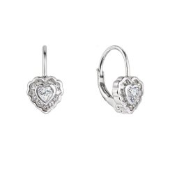 Stříbrné náušnice dětské srdíčka se zirkony 11473.1 Krystal