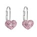 Stříbrné náušnice visací s krystaly Swarovski růžové srdce 31125.3 Rose