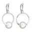 Strieborné náušnice visiace s perlou Swarovski biele okrúhle 31223.1 Biela