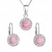 Sada šperků se syntetickým opálem a křišťály Preciosa náušnice a přívěsek světle růžové kulaté 39160.1 Pink s. Opal