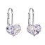 Strieborné náušnice visiace s kryštálmi Swarovski fialové srdce 31125.9 Violet Opal