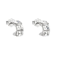 Strieborné náušnice pecka s kryštálmi Swarovski biela kocka 31253.1 Krystal