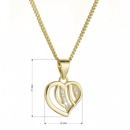 Pozlacený stříbrný náhrdelník srdce se zirkony 12074.1 Au plating