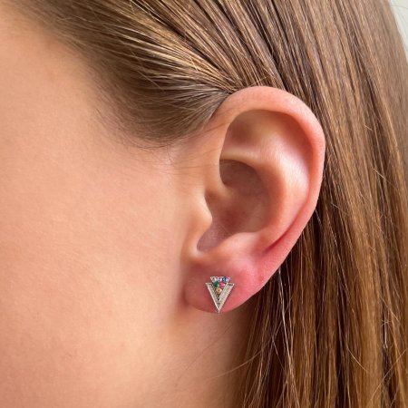 Stříbrné náušnice pecka s krystaly Swarovski multi 31226.3 multi